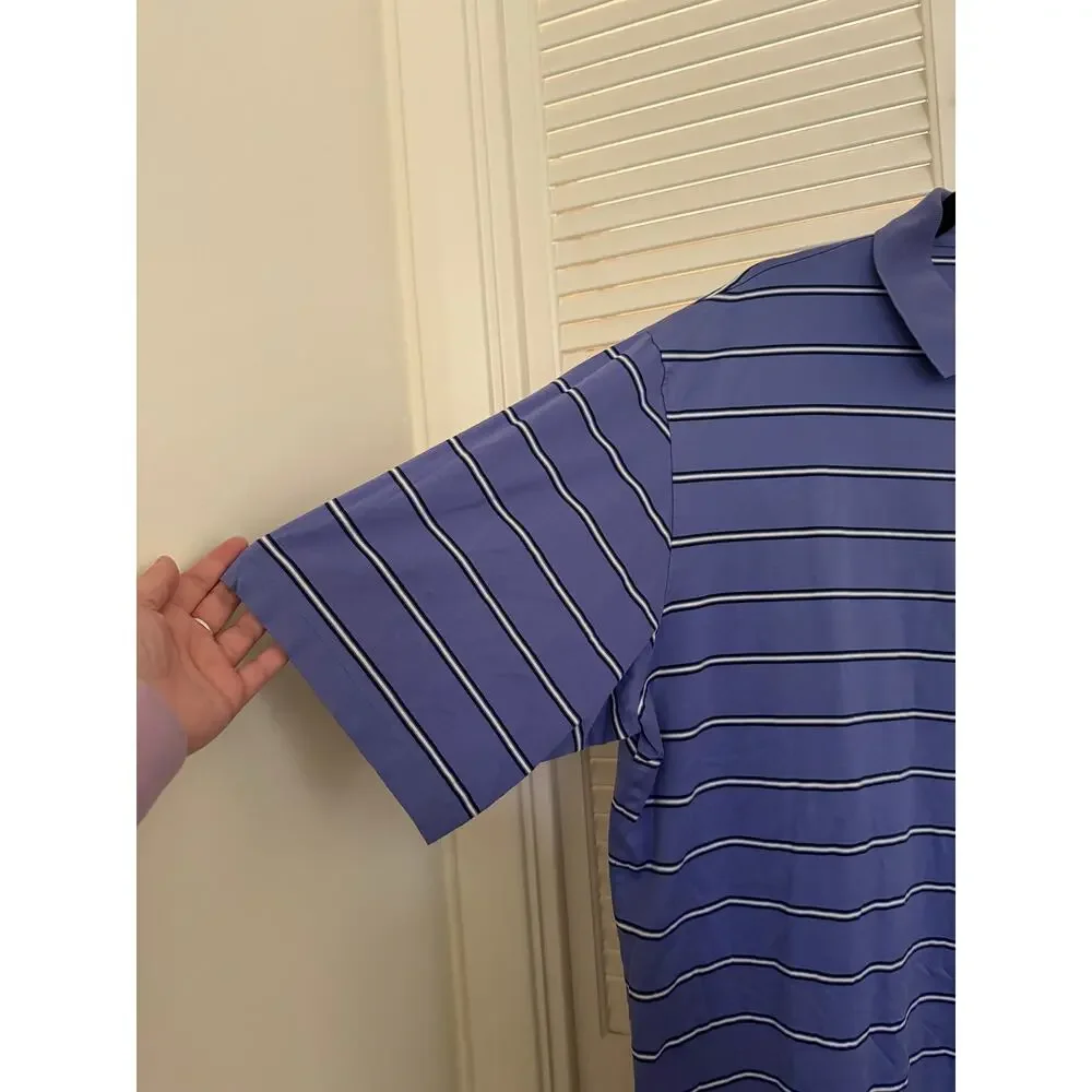 Ralph Lauren Purple Cotton Stripe Short Sleeve Polo Golf Fit Pony Preppy Mens XL